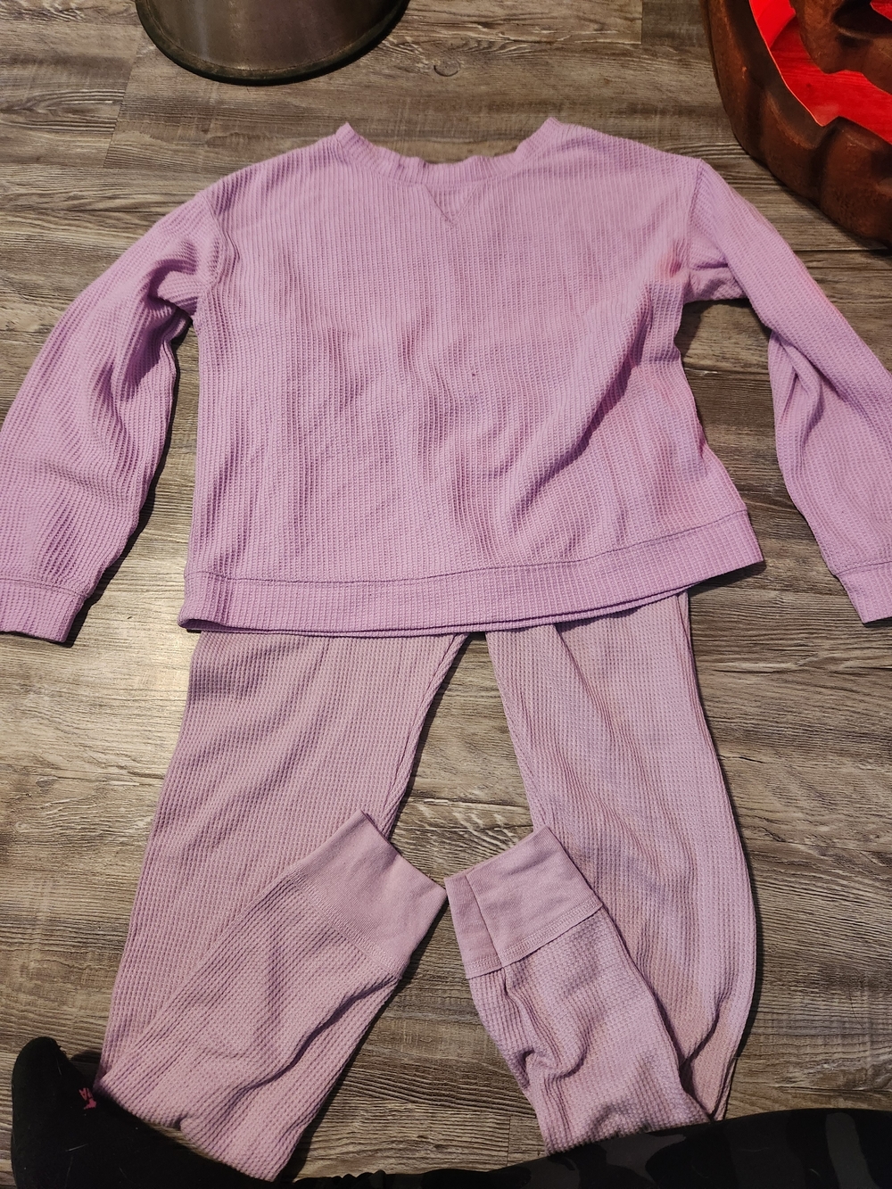Kids Lavender Waffle Thermal Pajama Set